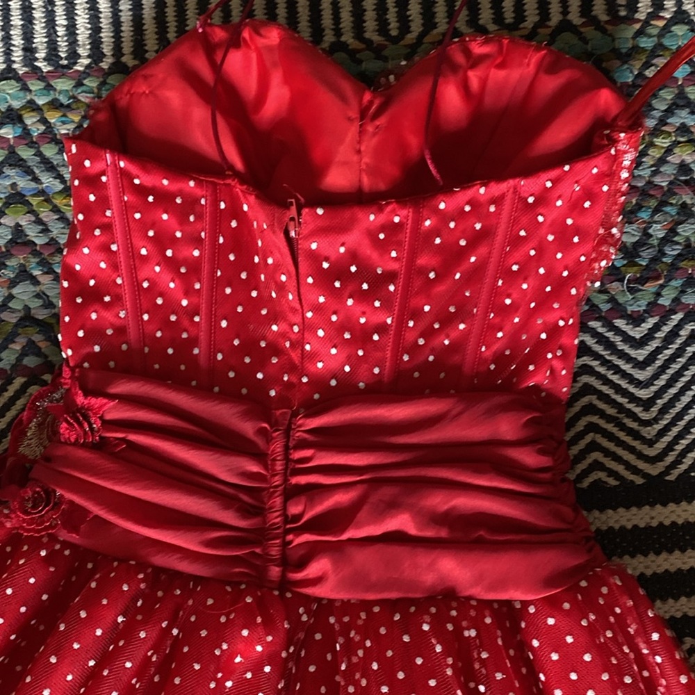 Red/white costume ballgown strawberry shortcake dress Size 0/xs. - Picture 7 of 7